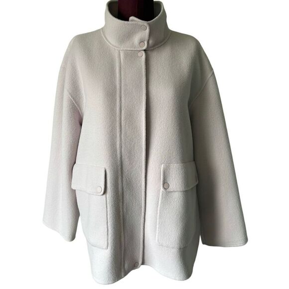 Theory Wool Cashmere Utility Coat Jacket Rosewood Pink Size L - Picture 3 of 16